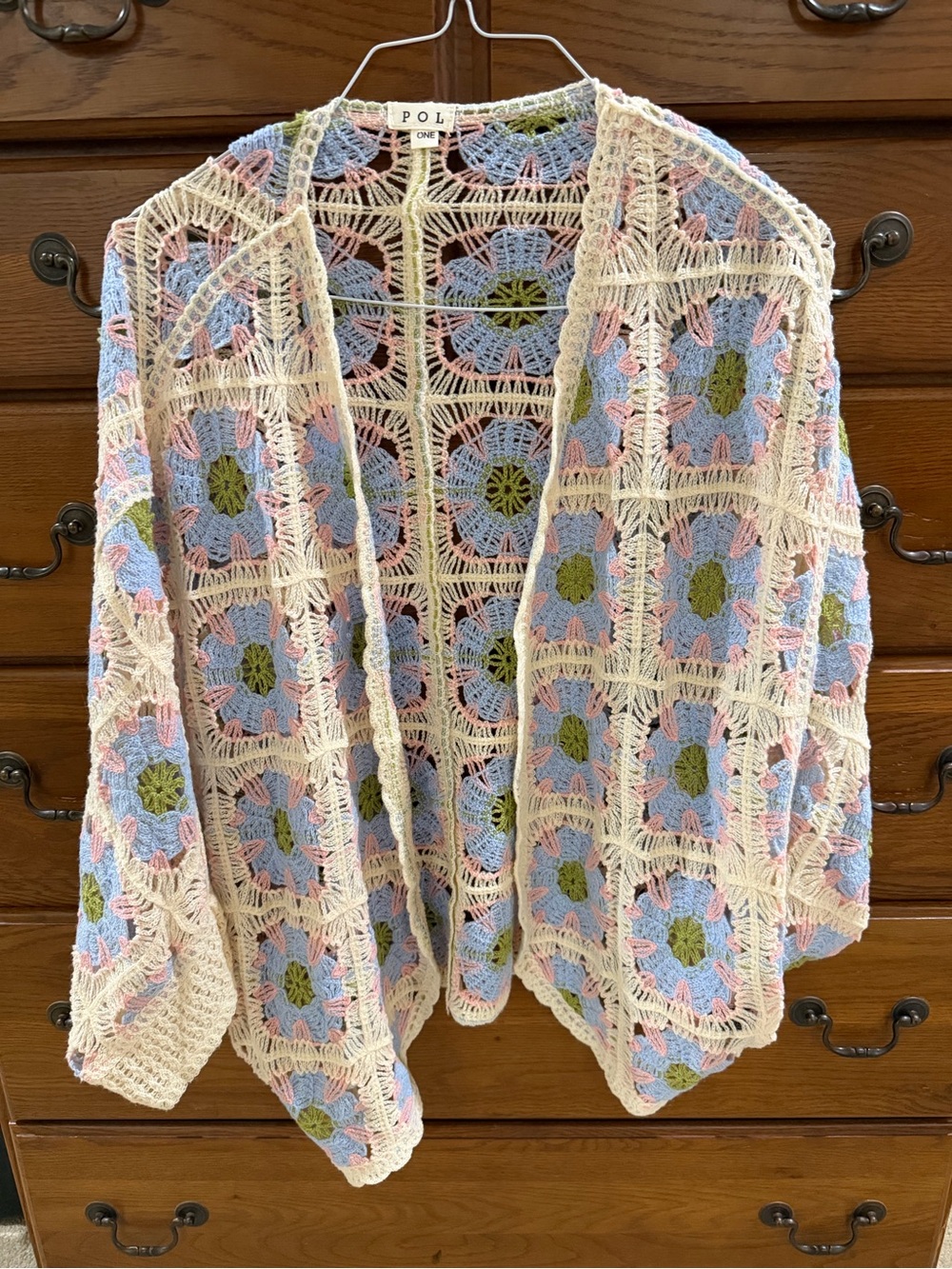 POL  Crochet Open-Front Cardigan